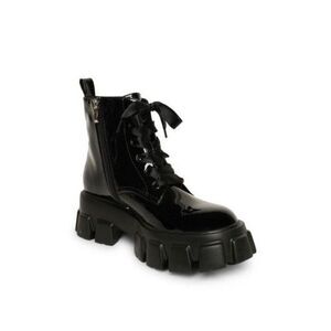 SMASH Womens 13 M Black Patent Nia Ribbon Laced Platform Booties NIB RZ5